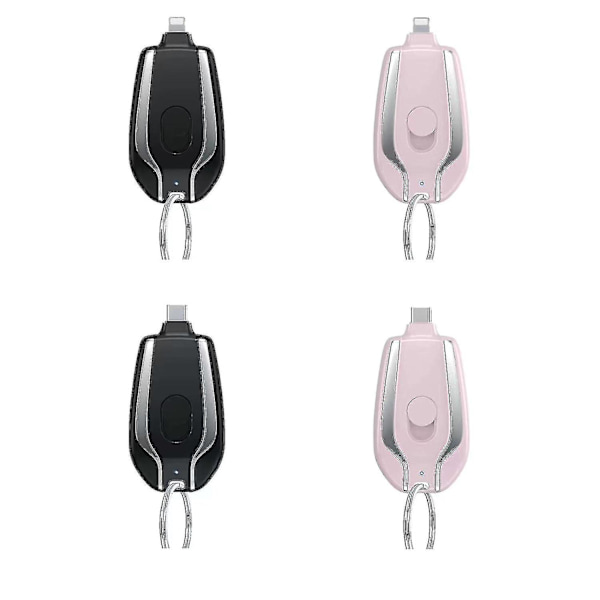 1500mah Power Fob Bærbar Mini Power Bank Nødlader Til Moble Telefon Earset Bærbar Keychai（Sort，Apple）