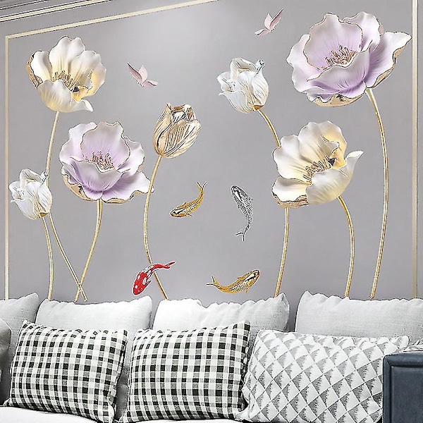 Ny blommig väggdekal, vacker inredning, självhäftande, avtagbar väggkonstdekal, 1 set