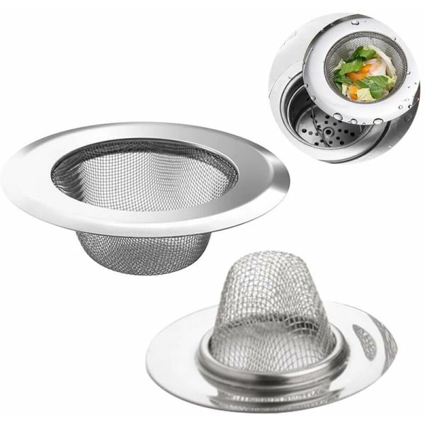 2-pack diskhossil med rostfritt stål, avloppssil, anti-igensättning, diskhossil