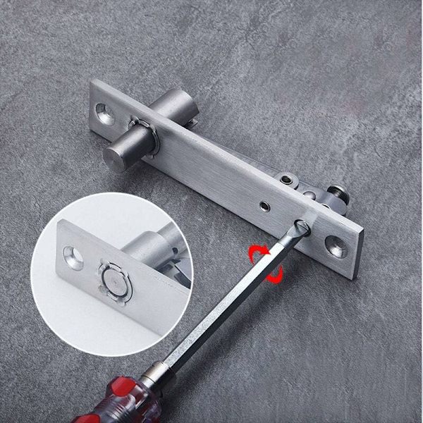Set med 2 svängbara dörrgångjärn 360 graders rotation dolda tunga rostfritt stål med fästskruvar (130 x 25 mm)