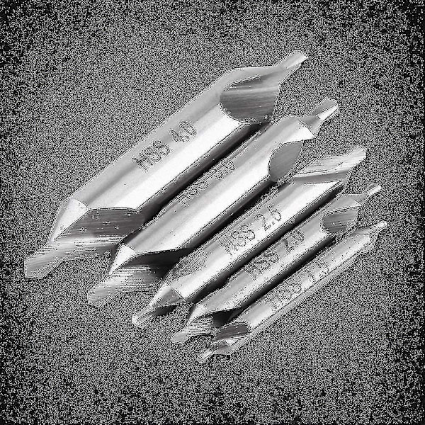 5 st, center, borr, bit, dubbeländad, 60 grader, 1,5/2,0/2,5/3,0/4,0 mm
