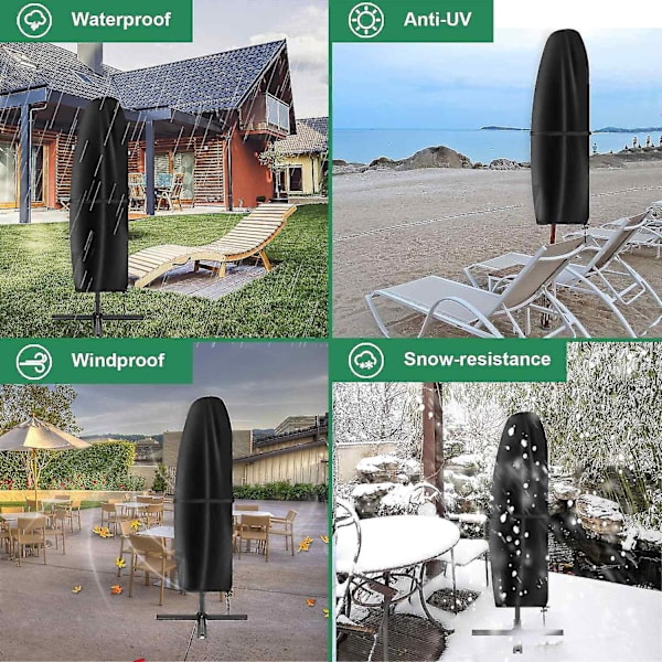 Solskydd med teleskopstång, 2-3 m solskydd med utliggare, vattentät, vindtät