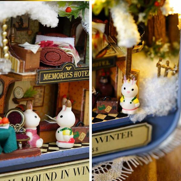 Bygg en miniatyr av One Piece Tiny House för vuxna, DIY-byggsats för miniatyrhus i låda, DIY-hantverksgåva för kvinnor (Winter Roaming) - 14,3 8,4 2,6 cm