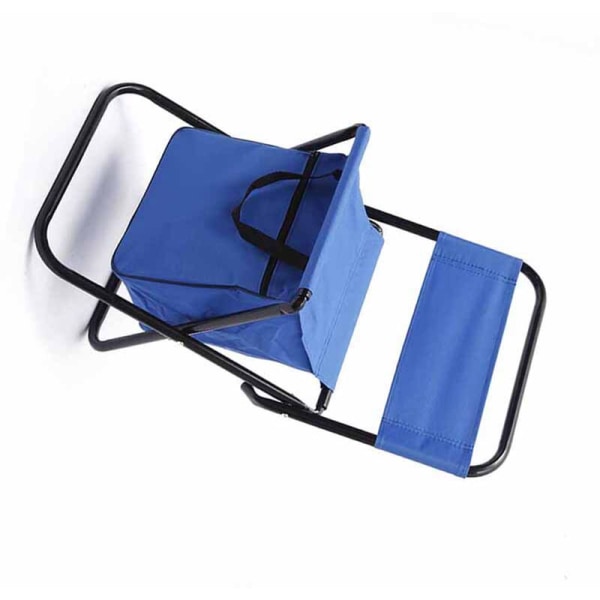Fällstol Utomhuscamping Bärbar hopfällbar stol med ryggstöd Fiskefritidsstol med väska (blå)