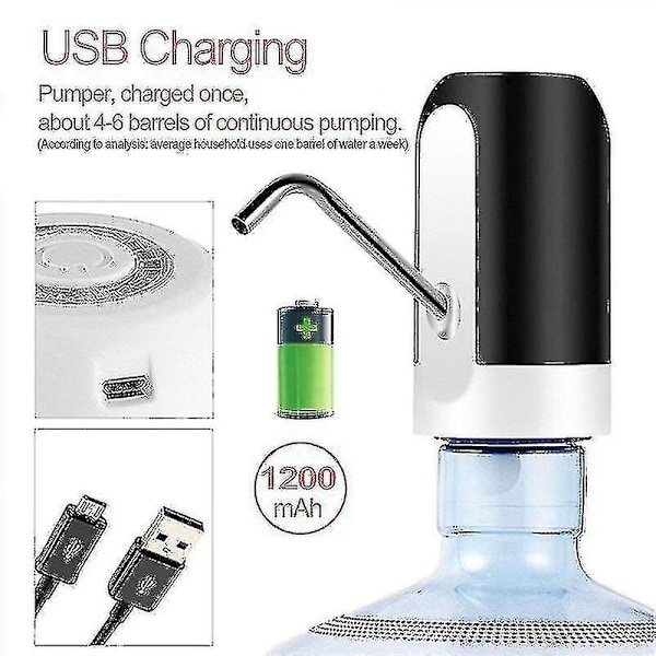 Automatisk vandflaskepumpe Smart bærbar drikkevandspumpe dispenser med USB-opladningsmoduler