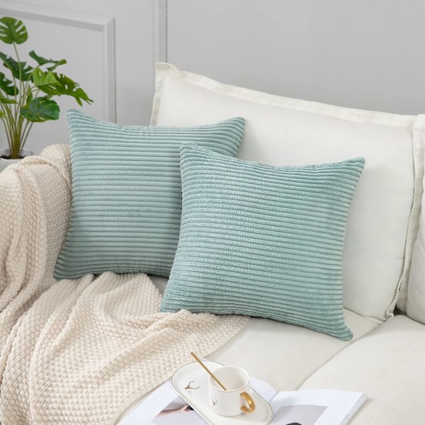Sorte putetrekk i bomull og lin til sofa, seng, dekorative putetrekk, 20 x 20 tommer, sett med 2, uten innlegg