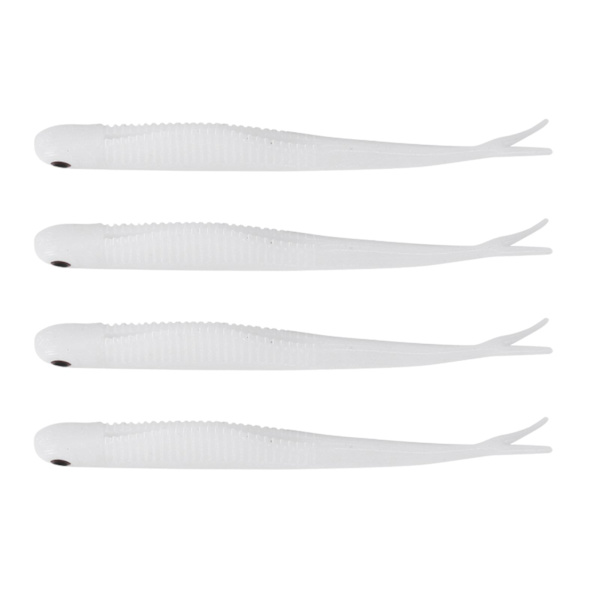 Hvite lange gaffel myke hale fiske lokke - 4 stk, kunstige naturtro lokke for fiskeutstyr, 123 mm lengde og 6,5 g vekt