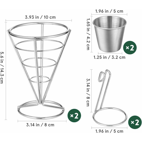 Piece French Fries Stand, Buffet, Cone, Dipping Cup Holder, Snack, Appetizer, Serving Rack, Presentation Baskets for Kitchen, Restaurant, Longziming
