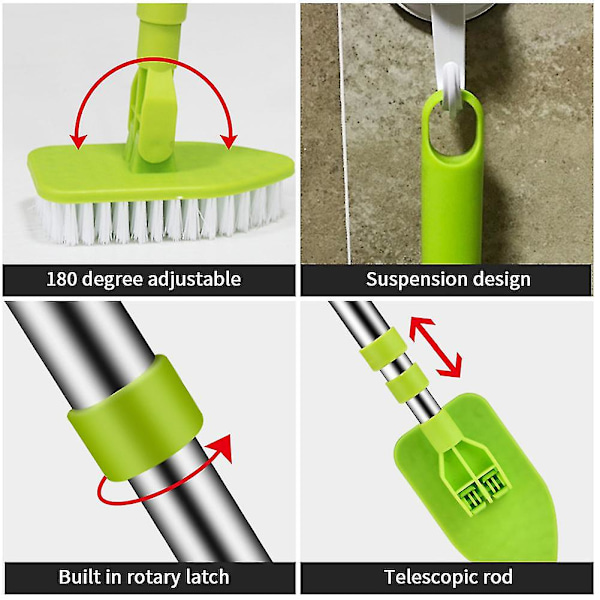 Vaihdettava pää puhdistustyökalu ergonominen laattapuhdistin teleskooppinen