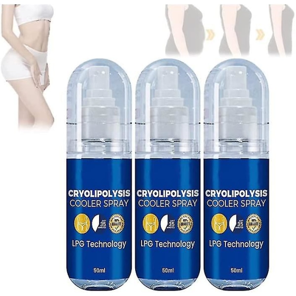 Cryolipolysis Cooler Spray, Hydraterende Fugtgivende, Reducerer Cellulite, Hurtigere forbrænding af subkutant fedtvæv (3 stk)