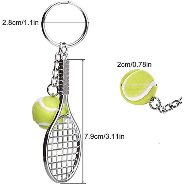 Tennis Racket Nøglering, Metal Nøglering Kreativ Nøglering Sport Nøglering Tennisbold 2 Stk