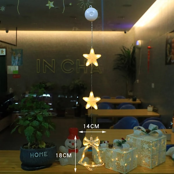 LED 3D Jultomte Fönsterljus Jul Fönsterdekoration Sugkopp Julbelysning, Hängande Fe-ljus (Klocka)