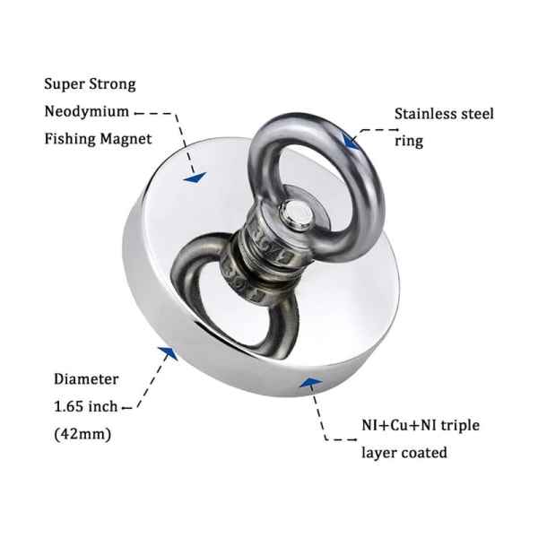 Superstarka neodymfiskemagneter Tunga sällsynta jordartsmagneter med försänkta öglebultar för magnetisk återvinning av fiske 1 styck (20 mm)