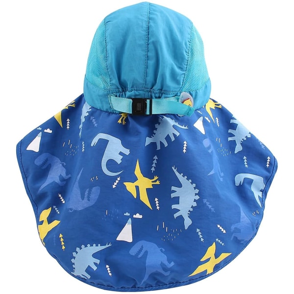 Aurinkohattu lasten niskan suojaamiseen, kalastushattu leveällä reunalla, säädettävä cap Upf 50+, cap ympärysmitta 52-56 cm (sininen + tummansininen)