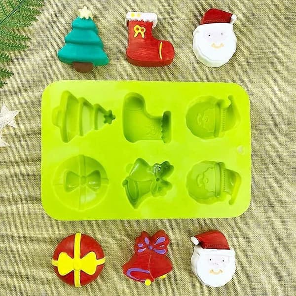 Jul Silikonform, 2-pack 6 Håligheter Julgran Snögubbe Form Kakform