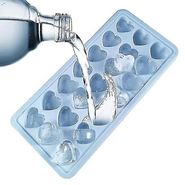 Blå hjerteformet silikone isterningbakke