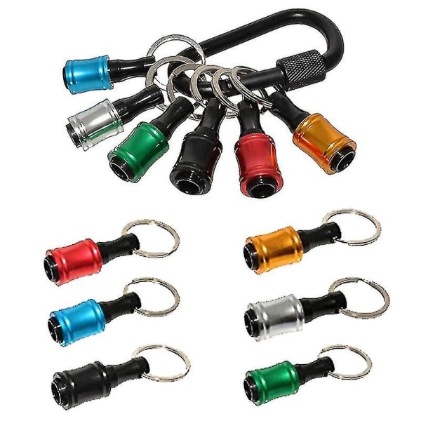 6 stk. sekskantskaft skrutrekkerbit holder 1/4 tommers adapter hurtig skifte bit holder socket bit forlengelsesstang skrutrekker med nøkkelring