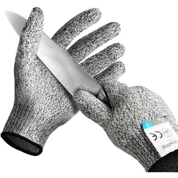 longziming-snittbeständiga handskar Kökshandskar Slaktarhandskar Nivå 5 Säkerhet Skärbeständiga handskar för kök/utomhus/Exploring Grå 1 par