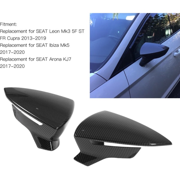 Par backspegelskydd Vänster Höger Ersättning för SEAT Leon Mk3 5F ST FR Cupra 2013-2019 (Carbon Fiber Style)