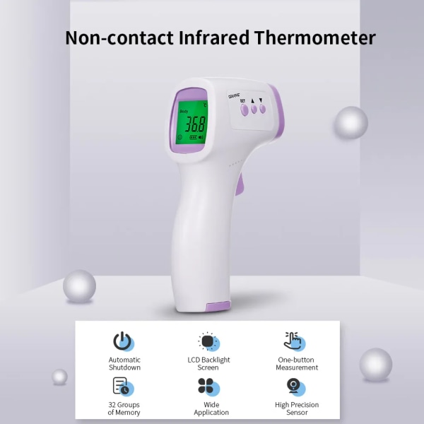Bärbar handhållen elektronisk termometer Bärbar pann termometer Hög precision infraröd termometer Kontaktfri termometer