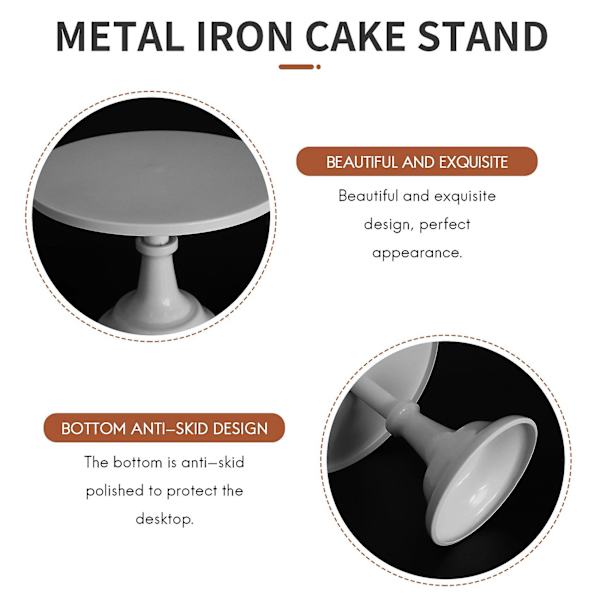 Metalljärn kakställ runt piedestal dessert hållare cupcake display rack bakverk vit födelsedag vi（vit)