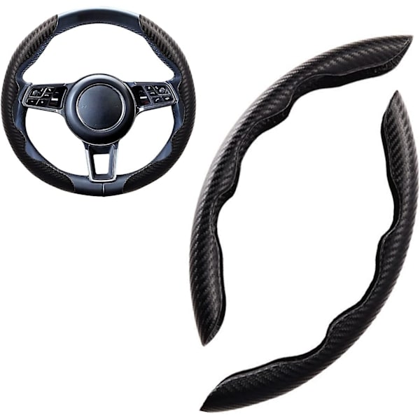 Sportbilsrattöverdrag Rund form & D Universal Mocka/kolfiber Mode Segmenterat Bilsrattöverdrag Andningsbart Halkfritt 38cm(15\"),
