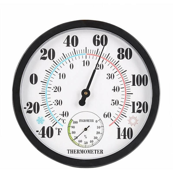 25 cm inomhus- och utomhustermometer, väggtermometer och hygrometer i patiostorlek