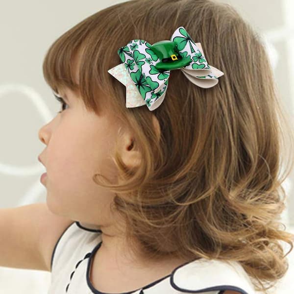 Saint Patrick's Day Sequin Hårnålar Med Läderrosett Topphatt Rosett Spänne