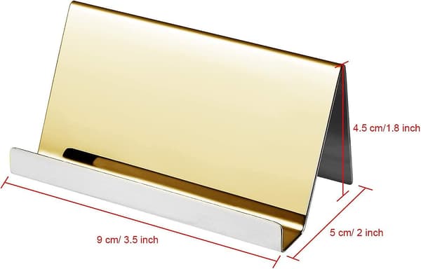 2 stk. rustfrit stålkort holdere skrivebords kort display visitkort rack arrangør (guld)