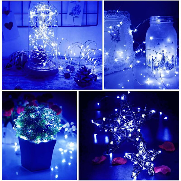 1 st ljusslinga med 50 LED-lampor, 5 m, stämningsbelysning för fest- och bröllopsdekorationer (blå)