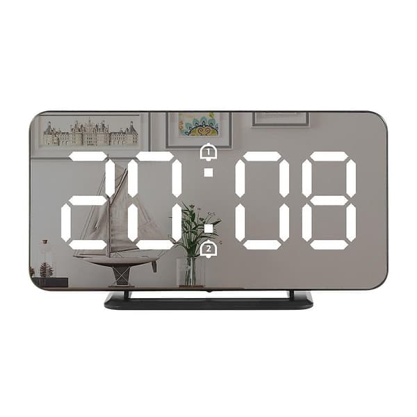 Spegels digital elektronisk väckarklocka