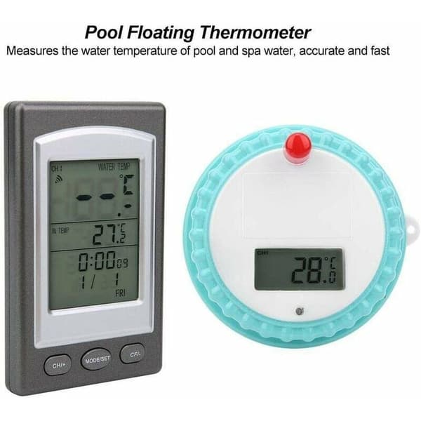 Trådlös termometer, trådlös digital termometer för simbassäng, simtermometer, vattenmätare, simbassäng, spabad
