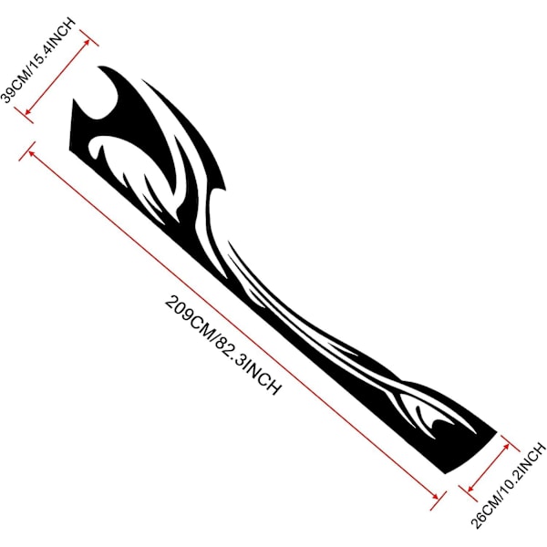 2 stk 82'' Bølgeflamme Grafikk Bil Karosseri Side Klistremerker Flamme Racing Sports Stripe Dekaler for Bil Universal Vinyl Vanntett Klistremerke Dekorasjon Tilbehør