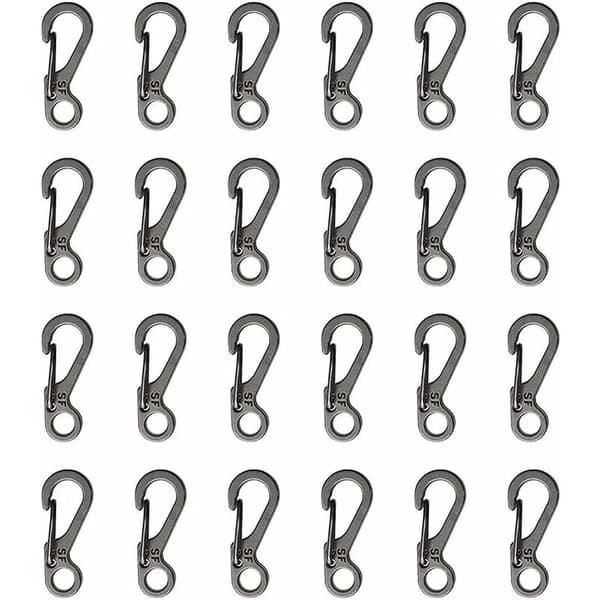 24-pack Mini SF-karbinhake, SF-karbinhake, nyckelring i legering med EDC-spänne för camping, resor
