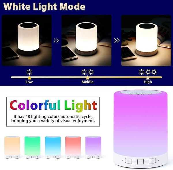 Bluetooth-højttalerlampe, smart touch-nattelys med Bluetooth-musikhøjttaler,