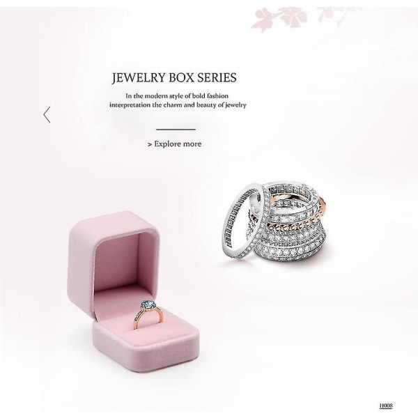Pink Velvet Ring Bryllupsforlovelse smykker Organizer, 1 stk, Pink