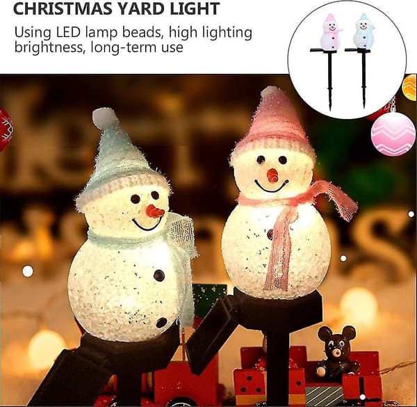 2 LED Solcelle Snemand Lys Have Dekoration Julebelysning Havebelysning Solcelle Lys Lampe til