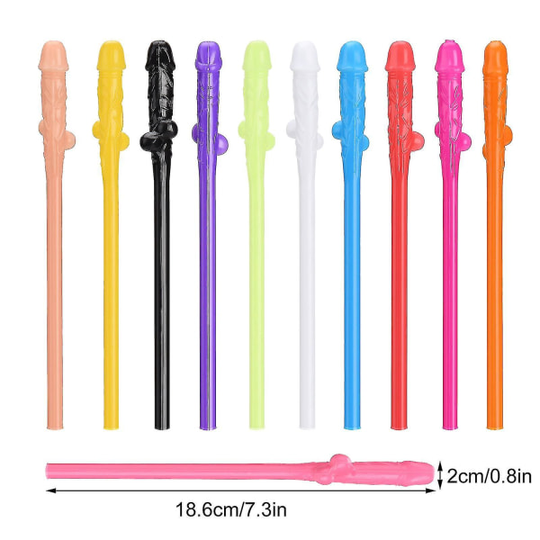 Intressepipett Flerfärgad Livsmedelskvalitet Material Unik Form 10st Rolig 19cm Lång Bar Ungkarlsfest Sugrör（Beige）
