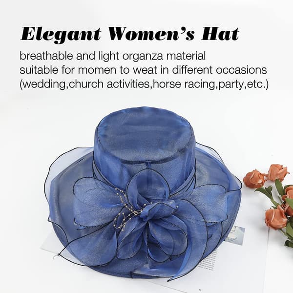 Virkade Organza Blommor Halm Solhatt för Kvinnor, Fre