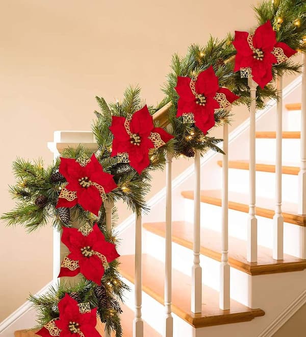 15 stk. Julestjerne Kunstige Juleblomster Jul