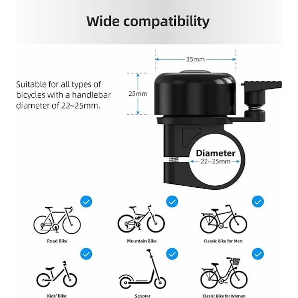 ?? Set med 2 120dB cykelklocka förtjockad cykelklocka cykelhorn tydligt ljud cykelklocka för barn cykelklocka för vuxna