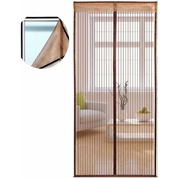Myggnät dörr magnetisk självhäftande remsa myggnät anpassad dörr myggdörr gardin anti mygg hall dörr uteplats brun 90*220cm
