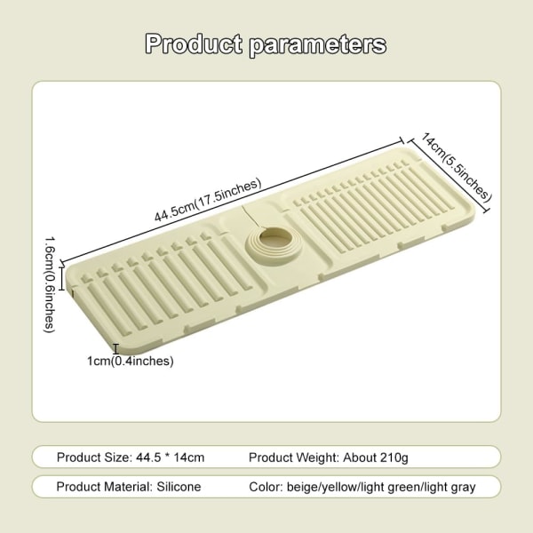 Silikonavloppsskydd för diskho - Snabbtorkande stendiskbricka, diskho- och badrumsskydd (grå)