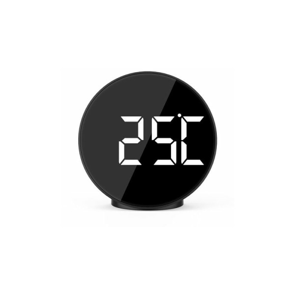 Digital väckarklocka LED digitalklocka digital väckarklocka temperatur/2 larm/12/24 timmar/USB-laddningsport (svart) CHAM