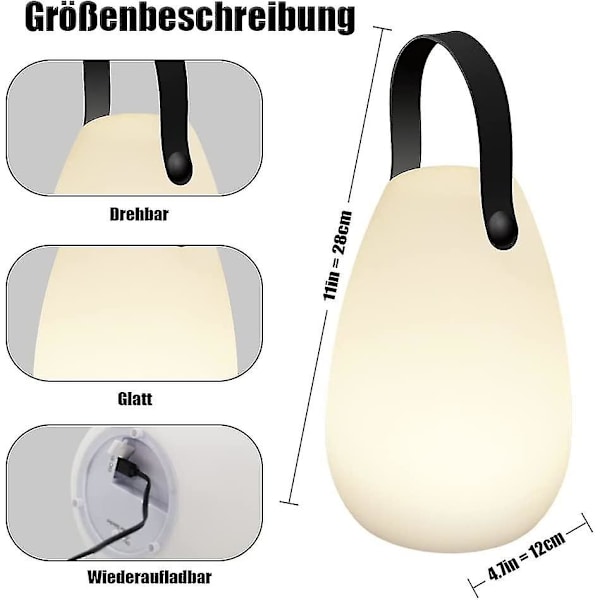 Bärbar dimbar utomhusbordslampa, Rgb bordslampa trådlös 8 färger med fjärrkontroll (rund)