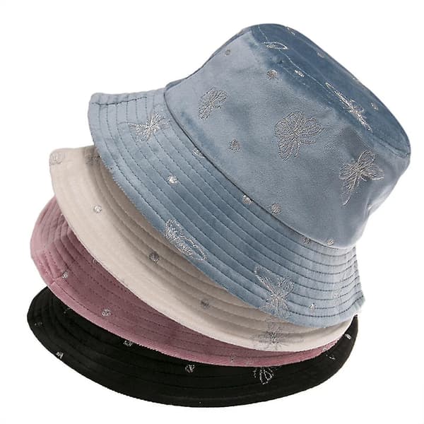 Dame Mode Spand Spand Hat Sommerfugl Floppy Fishman Hat Bred Strand Cap