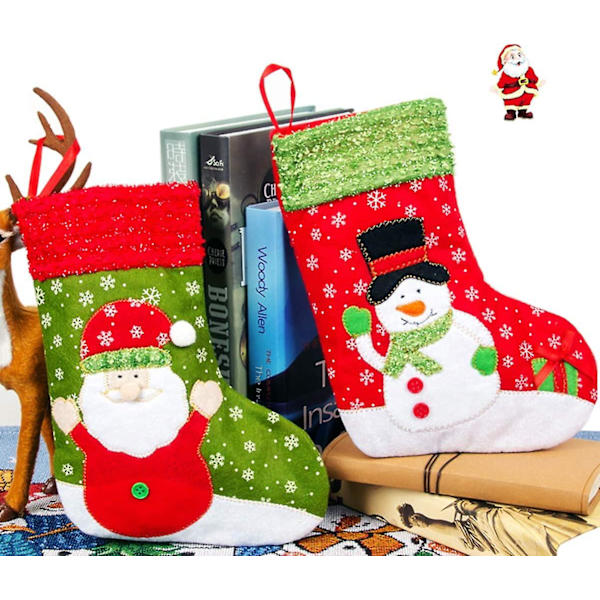 6 st julstrumpor julbottnar julväskor julstövlar att hänga julväska mjuk tomten mjuk bonhomme kompatibel med christm