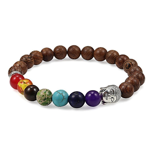 Helbredende 7 Chakra Armbånd Menn Legering Buddha Tigerøyne Naturlige Stein Lava Perler Armbånd Bangles Kvinner Bønn Smykker Homme Gaver Profesjonell Og