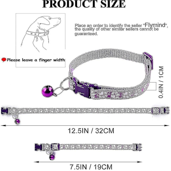 19 stk. Hvalpe-ID-halsbånd med bjælde, justerbar 19-32 cm, blødt nylon, justerbart, reflekterende identifikationshalsbånd til nyfødte kæledyr-4