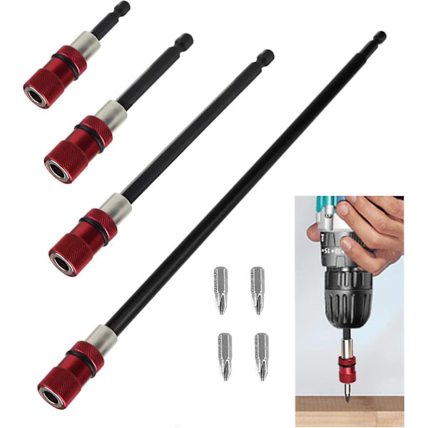 Borrförlängningsbitshållare 4 st - 12' Magnetisk borrskruvmejselbitshållare Bar Chuck Adapter Exten GIft ZMYX